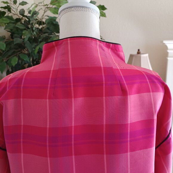 EUC Designer Marisa Baratelli 100% Thai Silk Plaid Jacket/Blazer Size 10 - Picture 4 of 5